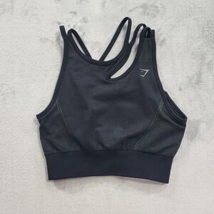 Gymshark Sports Bra Womens S Black Strappy Ultra Seamless Yoga Workout Gym Yoga